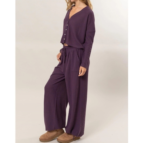 #19584 🛑L Boho Button Front Top & Pants 2pc Set - Picture 2 of 6